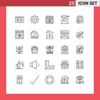 Stock Vector Icon Pack mit 25 Linienzeichen und Symbolen für Band Holzschutz Löffel Schöpfkelle editierbare Vektordesign-Elemente