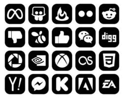 20 Social Media Icon Pack einschließlich Yahoo Lastfm wie Xbox Picasa vektor