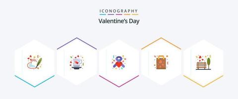 Valentinstag 25 Flat Icon Pack inklusive Shopping. Liebe. Liebe. Favorit. Schleife vektor