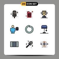 Aktienvektor-Icon-Pack mit 9 Zeilenzeichen und Symbolen für Schreibtischfeder-Trainingsbolzen menschliche editierbare Vektordesign-Elemente vektor