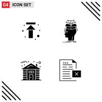 4 kreativ ikoner modern tecken och symboler av pil skog ladda upp huvud hydda redigerbar vektor design element