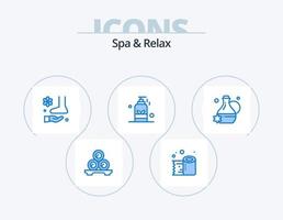 Spa und Entspannung blau Icon Pack 5 Icon Design. Spa. Massage. Geweberolle. Schönheit. Spa vektor