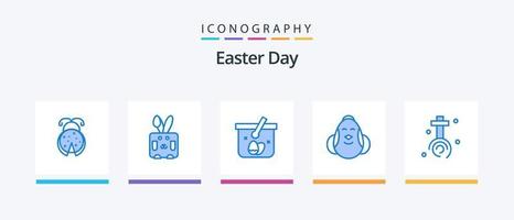 Ostern blau 5 Icon Pack inklusive Feier. Baby. Korb. Ostern. Ei. kreatives Symboldesign vektor