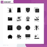 Stock Vector Icon Pack mit 16 Zeilenzeichen und Symbolen für bearbeitbare Vektordesign-Elemente für Archivschnittstellenversicherungsbenutzerdokumente