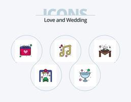 Hochzeit Linie gefüllt Icon Pack 5 Icon Design. Ballon. Gruppe. Geschenk. Veranstaltung. Dekoration vektor