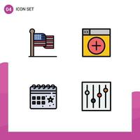 uppsättning av 4 modern ui ikoner symboler tecken för amerikan kalender USA ny firande redigerbar vektor design element