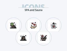 Saunalinie gefüllt Icon Pack 5 Icon Design. . . Lotus. Sauna. Frau vektor