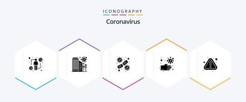 Coronavirus 25 Glyphen-Icon-Pack einschließlich ungesund. schmutzig. Schutz. Bakterien. Virus vektor