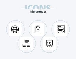 Multimedia-Line-Icon-Pack 5 Icon-Design. . . Unterlagen. Webseite. Alarm vektor