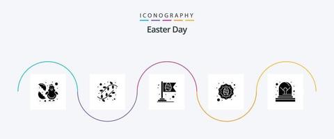 Ostern Glyphe 5 Icon Pack inklusive Grab. Ei. Flagge. Feier. Feiertage vektor