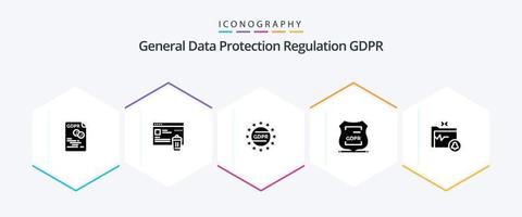 gdpr 25 glyph icon pack inklusive datenschutz . Schutz. Mappe . Privatsphäre . gdpr vektor