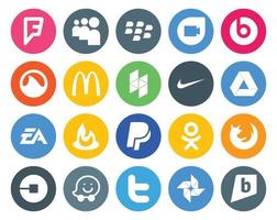 20 Social Media Icon Pack inklusive Browser odnoklassniki nike paypal sports vektor