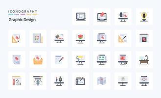 25 Grafikdesign-Icon-Pack mit flacher Farbe vektor