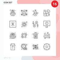 uppsättning av 16 modern ui ikoner symboler tecken för kylskåp pussel konsument bitar säkra redigerbar vektor design element