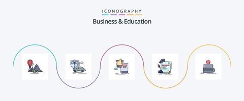 Geschäfts- und Bildungslinie gefülltes flaches 5-Icon-Paket einschließlich Bildung. Zertifikat. Transport. Wachstum. Lernen vektor
