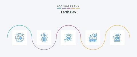 Earth Day Blue 5 Icon Pack inklusive Fahrzeug. elektrisch. Boden. Wagen. speichern vektor