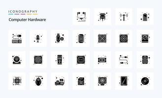 25 Computerhardware-Solid-Glyphen-Icon-Pack vektor