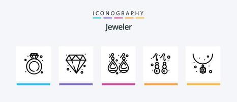 smycke linje 5 ikon packa Inklusive mode. bröllop. juvel. ringa. diamant. kreativ ikoner design vektor