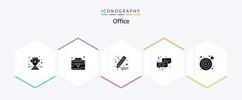 Office 25 Glyphen-Icon-Pack inklusive . Center. Unternehmen. Volltreffer. Plaudern vektor