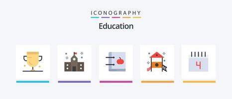 Bildung Flat 5 Icon Pack inklusive Kindergarten. Kindheit. vorbereitend. Lernen. Bildung. kreatives Symboldesign