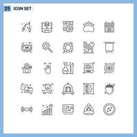 uppsättning av 25 modern ui ikoner symboler tecken för låsa fotavtryck duplicera kopplingar fest redigerbar vektor design element