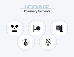 apotek element glyf ikon packa 5 ikon design. sjukhus . medicinsk . piller. läkemedel vektor