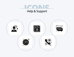 Hilfe und Support Glyph Icon Pack 5 Icon Design. Hilfe. Plaudern. Kundendienst. Einstellung. Optimierung vektor