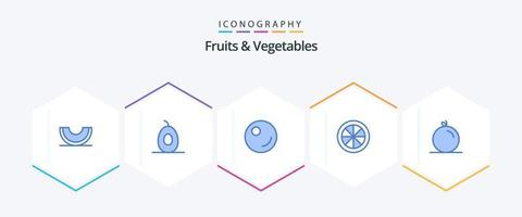 Obst und Gemüse 25 blaue Icon-Packs inklusive . Orange. Erbsen. Obst. Zitrone