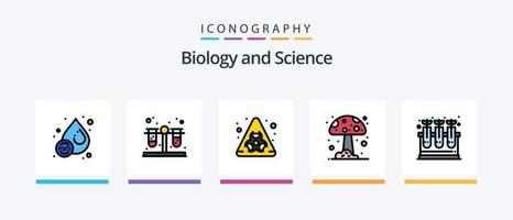 biologi linje fylld 5 ikon packa Inklusive . fara. sperma. biologisk. miljö. kreativ ikoner design vektor