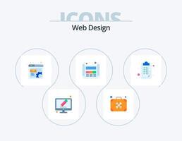 webb design platt ikon packa 5 ikon design. bock. webb. arbete. layout. layout vektor