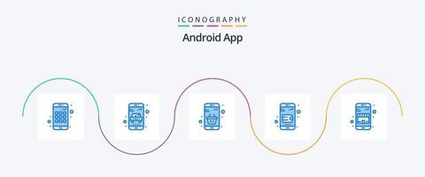 android app blå 5 ikon packa Inklusive uppkopplad affär. köpa. köpa. handväska. mobil plånbok vektor