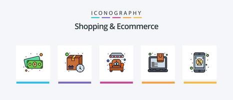 Shopping- und E-Commerce-Linie gefülltes 5-Icon-Pack inklusive Gamepad. kabellos. Platz. Joystick. hinzufügen. kreatives Symboldesign vektor