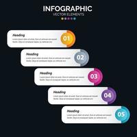 5 steg infographics design vektor och marknadsföring kan vara Begagnade för arbetsflöde layout