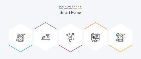 Smart Home 25-Zeilen-Icon-Pack inklusive Wachstum. Landwirtschaft. Wanne. Bildschirm. Kontrolle vektor