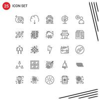 uppsättning av 25 modern ui ikoner symboler tecken för video användare server tillväxt träd redigerbar vektor design element