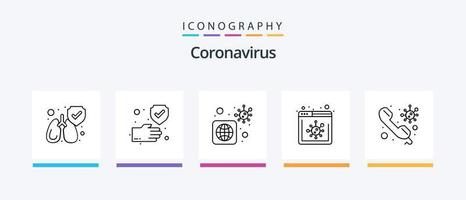 Coronavirus Line 5 Icon Pack inklusive Hand. Gesundheitswesen. Webseite. Browser. kreatives Symboldesign vektor