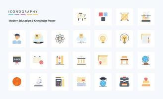 25 moderne Bildung und Wissen Power Flat Color Icon Pack vektor