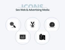 SEO Web und Werbemedien Glyph Icon Pack 5 Icon Design. Gewinner. Medaille. Lage. vergeben. Suche vektor