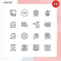 mobil gränssnitt översikt uppsättning av 16 piktogram av krämig bakning parkera lansera Start redigerbar vektor design element
