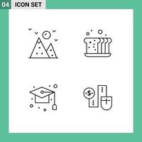 4 kreative Symbole moderne Zeichen und Symbole der Wandermütze Bergbrot Graduierung editierbare Vektordesign-Elemente vektor