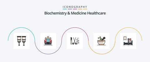 biochemie und medizin gesundheitslinie gefüllt flach 5 icon pack einschließlich medizinischer . Suppe. Krankenhaus. Medizin. medizinisch vektor