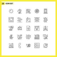 Stock Vector Icon Pack mit 25 Linienzeichen und Symbolen für Ressourcen im globalen Astronomie-Datenraum editierbare Vektordesign-Elemente