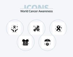 Weltkrebsbewusstsein Glyph Icon Pack 5 Icon Design. Gesundheit. Krebs. Krebsbewusstsein. Knochen. Welttag vektor
