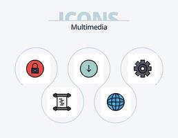 multimedia linje fylld ikon packa 5 ikon design. media. Nästa. media. musik. framåt- vektor