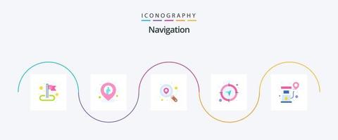 Navigation Flat 5 Icon Pack inklusive Standort. GPS. Lage. Navigation. Kompass vektor