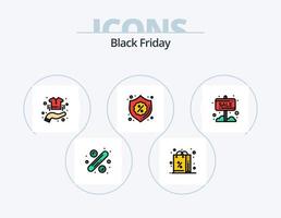 Schwarzer Freitag Linie gefüllt Icon Pack 5 Icon Design. Plaudern. Schild. Preisschild. Verkauf. Analyse vektor