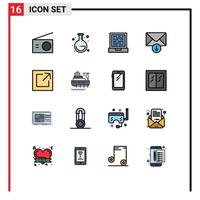 Aktienvektor-Icon-Pack mit 16 Zeilenzeichen und Symbolen für die Bootsfreigabe Computerverbindung senden bearbeitbare kreative Vektordesign-Elemente vektor
