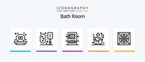 Icon-Pack der Badezimmerlinie 5 inklusive Bad. Müll. Bad. Ausrüstung. Dusche. kreatives Symboldesign vektor