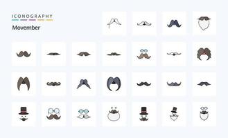 25 Movember Flat Color Icon Pack vektor