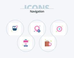 Navigation Flat Icon Pack 5 Icon-Design. Karte. Restaurant. Einkaufen. Stift. Lage vektor